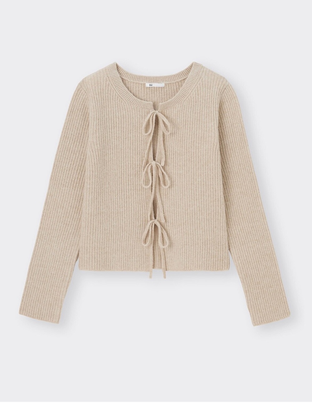 GU Tie-Front Ribbed Cardigan